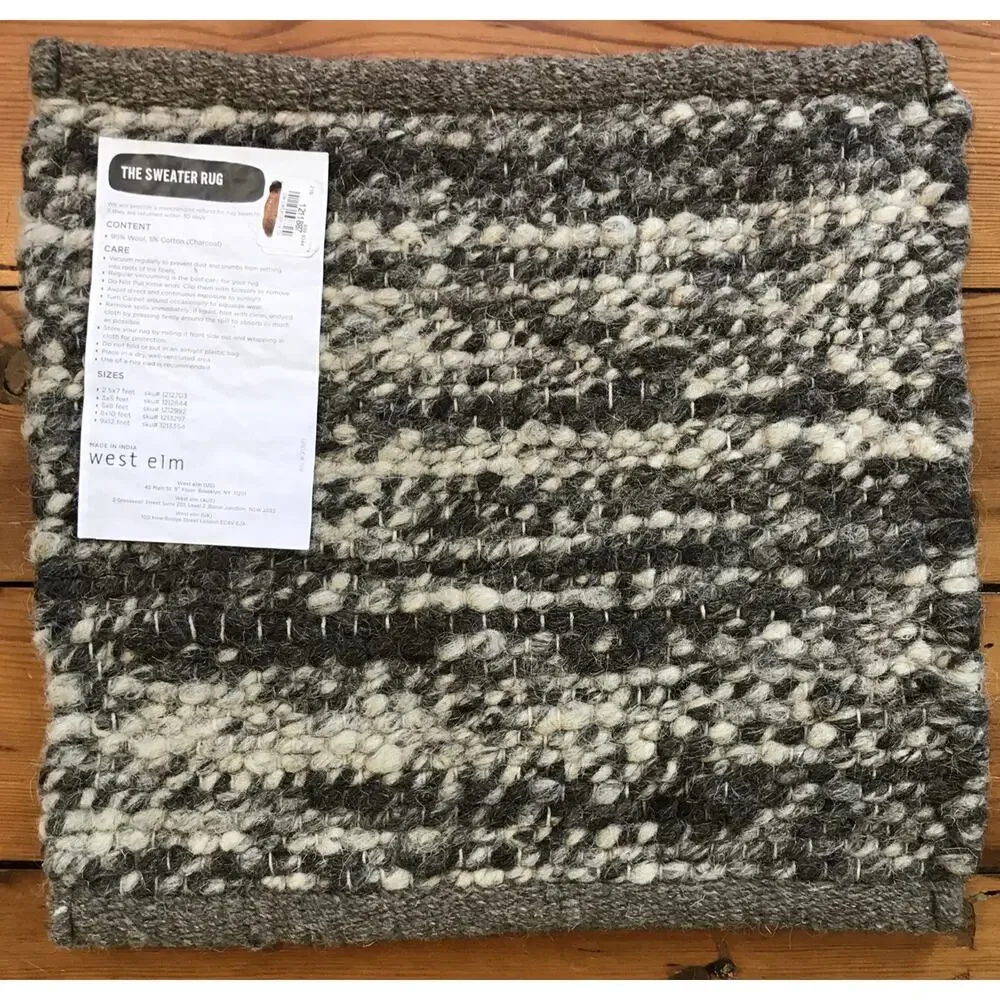West Elm The Sweater Rug Wool Carpet Sample Table Square Trivet 15.5“ x 16.5“